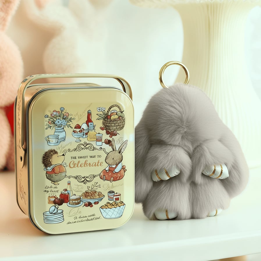 🐰 Handgemaakte Zachte Konijnen PomPom Sleutelhanger – Imitatiebont & Schattig Tasaccessoire!