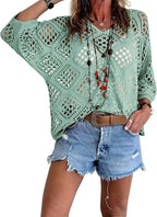 ⏰ 50% korting 🔥 Hot Sale - Dames top in bohemian stijl met beige haakwerk en V-hals