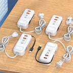 🎄Kerstdeal ALTIJD 50% KORTING!⚡ 66W Multifunctioneel Snellaadstopcontact (2PD+2USB): Ingebouwde Type-C Kabel + UK/EU/US Plug – Veilig & Compact！