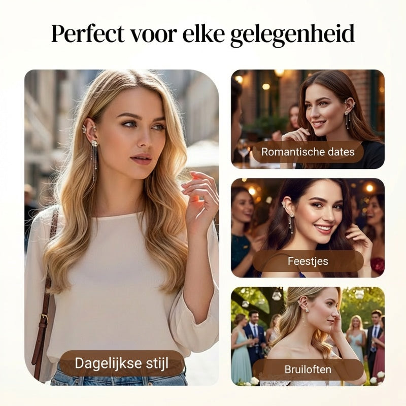 ✨🦋Oorbellen met zirkonia's en kwastjes in de vorm van vlinders