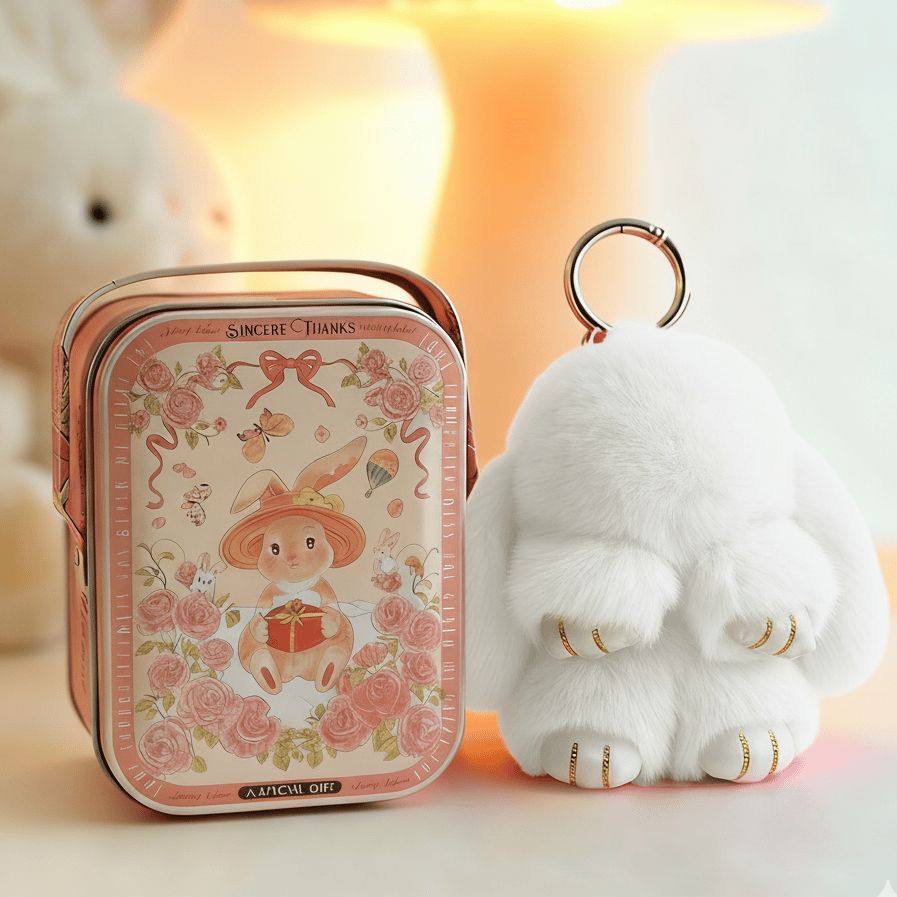 🐰 Handgemaakte Zachte Konijnen PomPom Sleutelhanger – Imitatiebont & Schattig Tasaccessoire!