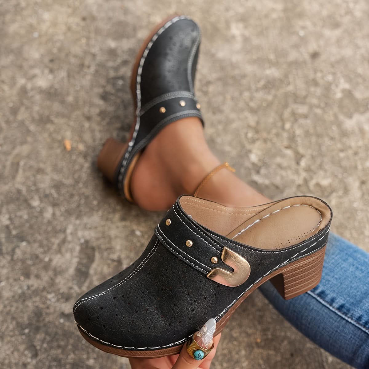 🔥HETE VERKOOP 50% KORTING💕Orthopedische Sandalen met Slip On Gesloten Teen Chunky Heel voor vrouwen