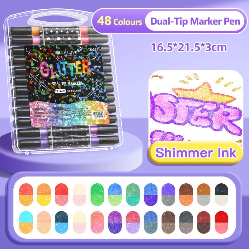 🔥Hot Sale 50% KORTING🎁Dual-Tip Glitter Marker Pen