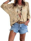 ⏰ 50% korting 🔥 Hot Sale - Dames top in bohemian stijl met beige haakwerk en V-hals