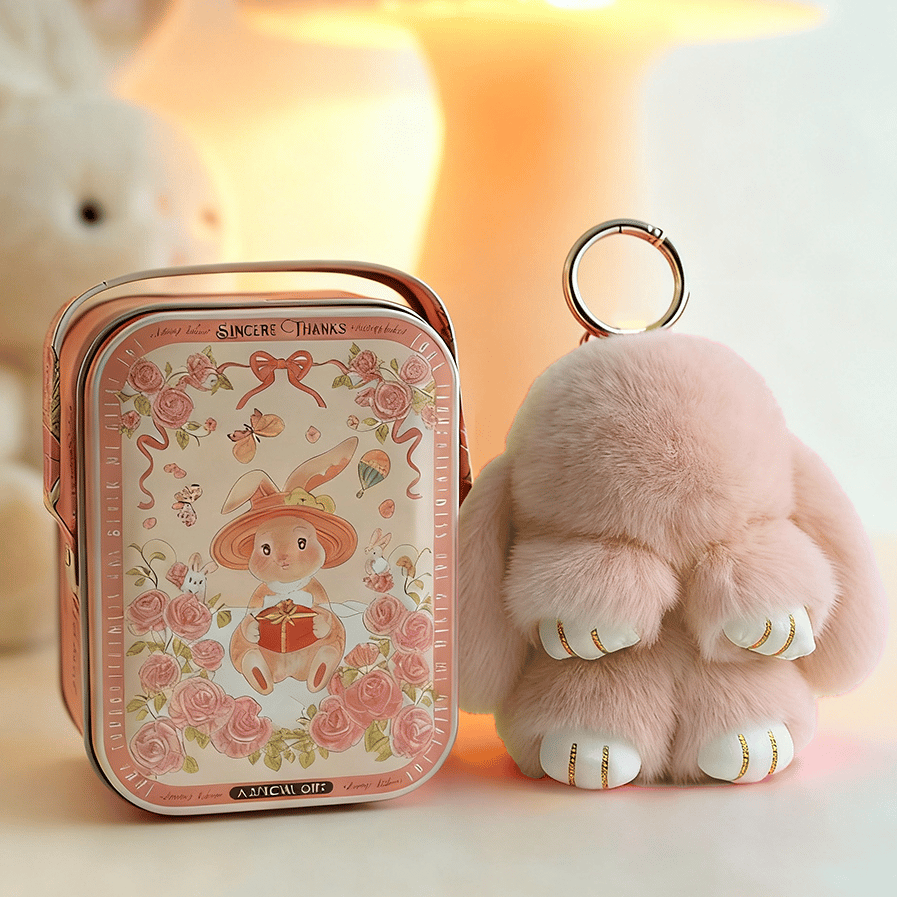 🐰 Handgemaakte Zachte Konijnen PomPom Sleutelhanger – Imitatiebont & Schattig Tasaccessoire!