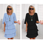 🎁 2026 Nieuw Binnen 50% KORTING 💥 Elegante Gelaagde Jurk met Ruchesmouwen voor Dames – Luchtig. Vrouwelijk & Tijdloos