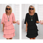 🎁 2026 Nieuw Binnen 50% KORTING 💥 Elegante Gelaagde Jurk met Ruchesmouwen voor Dames – Luchtig. Vrouwelijk & Tijdloos