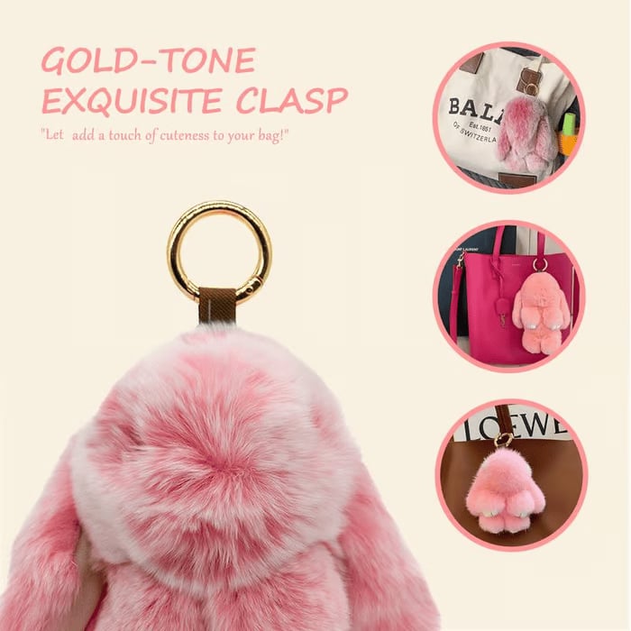 🐰 Handgemaakte Zachte Konijnen PomPom Sleutelhanger – Imitatiebont & Schattig Tasaccessoire!