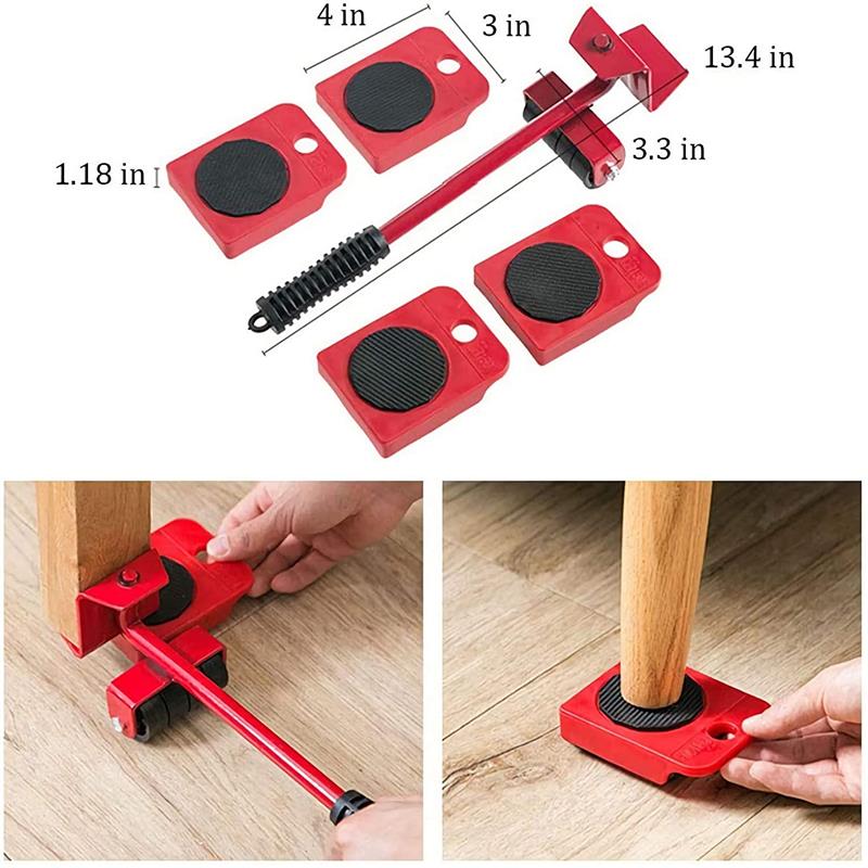 🔥 50% KORTING ! ✨ Meubelverplaatser met Hefsysteem - 4 Glijblokken. 150kg Draagkracht. Rolletjes Beschermen Vloer 🏠🔧