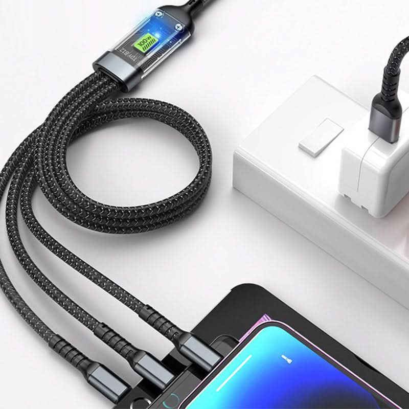 ⚡Transparante. lichtgevende 3-in-1 supersnelle oplaadkabel