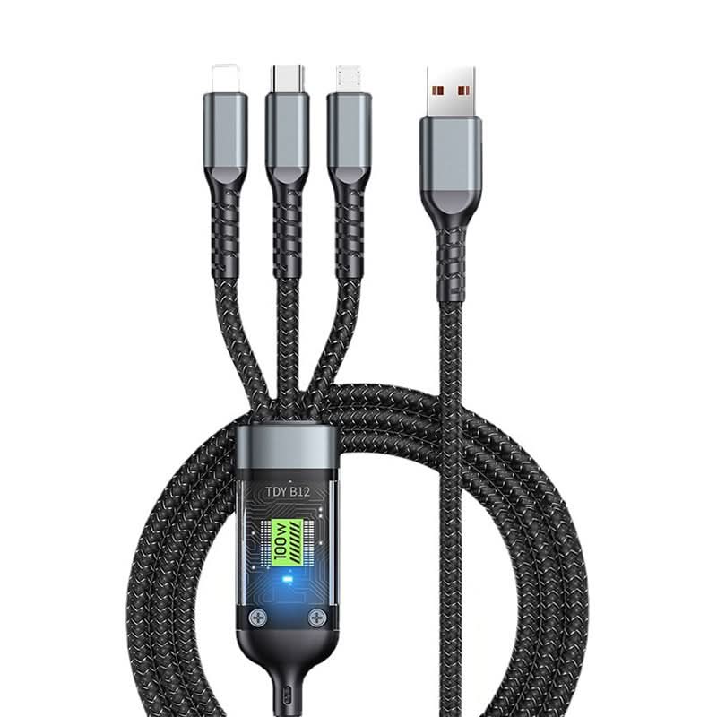 ⚡Transparante. lichtgevende 3-in-1 supersnelle oplaadkabel
