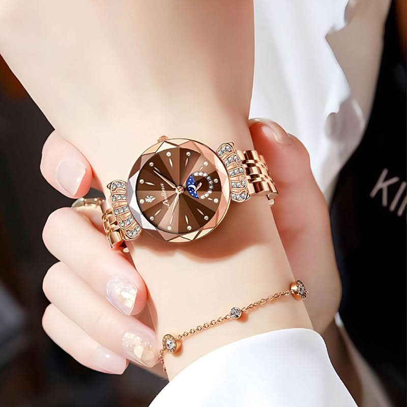 🎀60% KORTING Nieuwjaarsuitverkoop🎀 Modieuze Diamant Maan en Ster Horloge voor Dames