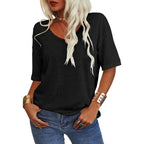 💖Tijdelijke korting - 49% korting💖Effen V-hals T-shirt voor dames