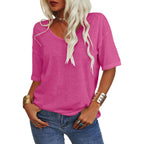 💖Tijdelijke korting - 49% korting💖Effen V-hals T-shirt voor dames