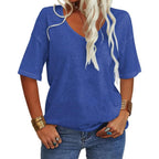 💖Tijdelijke korting - 49% korting💖Effen V-hals T-shirt voor dames