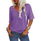💖Tijdelijke korting - 49% korting💖Effen V-hals T-shirt voor dames