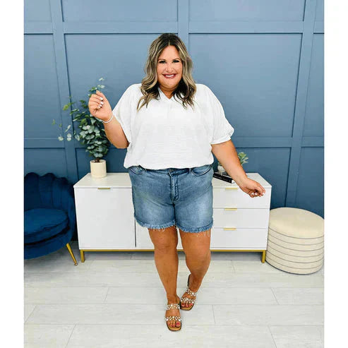 💖LAATSTE DAGVERKOOP 50% UIT🩳High Rise Gerafelde Zoom Afgesneden Jean Shorts