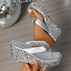 ⏳Begrenzte Zeit 50% Rabatt💥Damen Flip-Flops mit dicken Sohlen und Pailletten