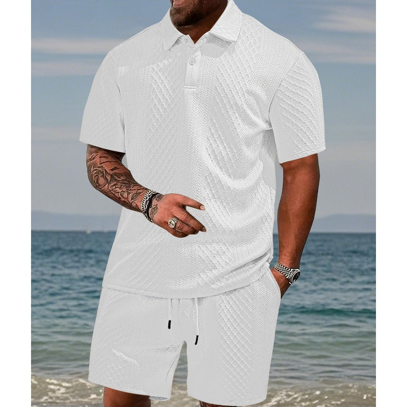 🔥Hot Sale 44% korting💥Heren ruitpatroon top met omslagkraag. korte mouwen en korte broek met trekkoord. 2-delige set