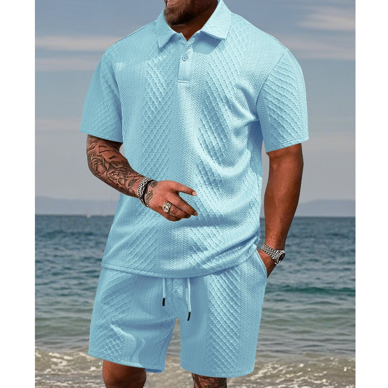 🔥Hot Sale 44% korting💥Heren ruitpatroon top met omslagkraag. korte mouwen en korte broek met trekkoord. 2-delige set