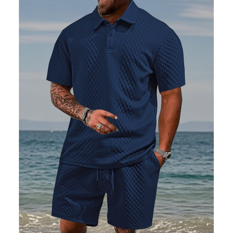 🔥Hot Sale 44% korting💥Heren ruitpatroon top met omslagkraag. korte mouwen en korte broek met trekkoord. 2-delige set