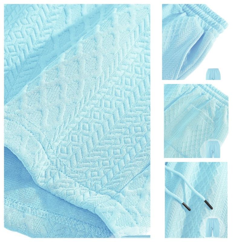 🔥Hot Sale 44% korting💥Heren ruitpatroon top met omslagkraag. korte mouwen en korte broek met trekkoord. 2-delige set