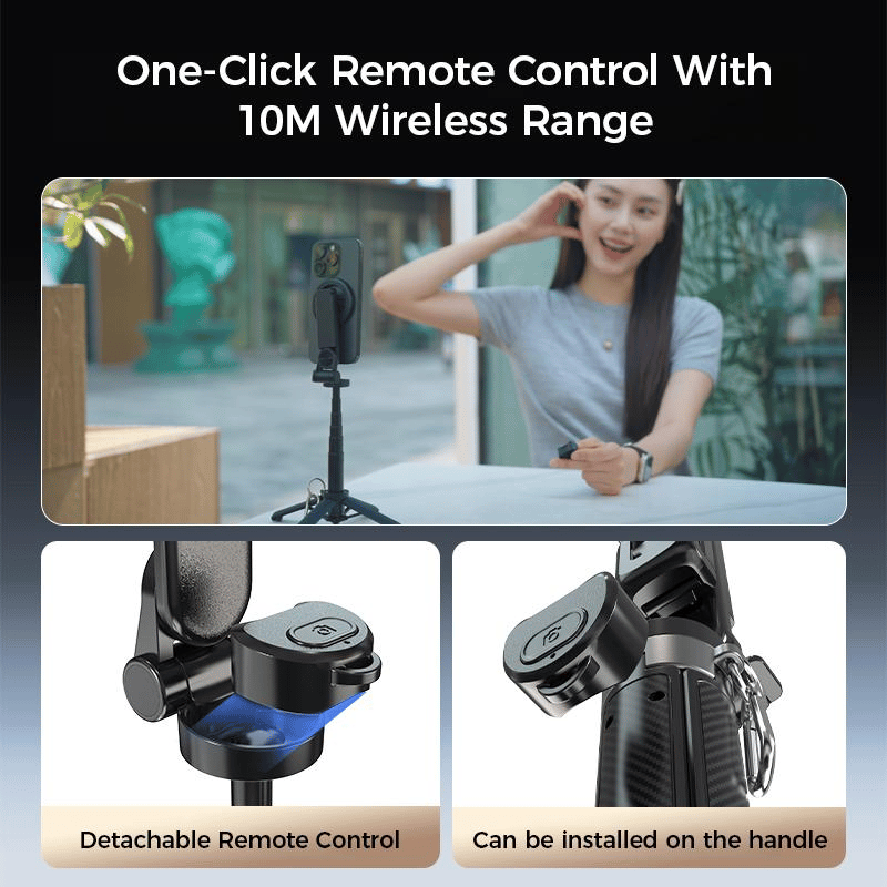 4-in-1 Magnetische Selfiestick met Statief - 360° Draaibaar & Afstandsbediening