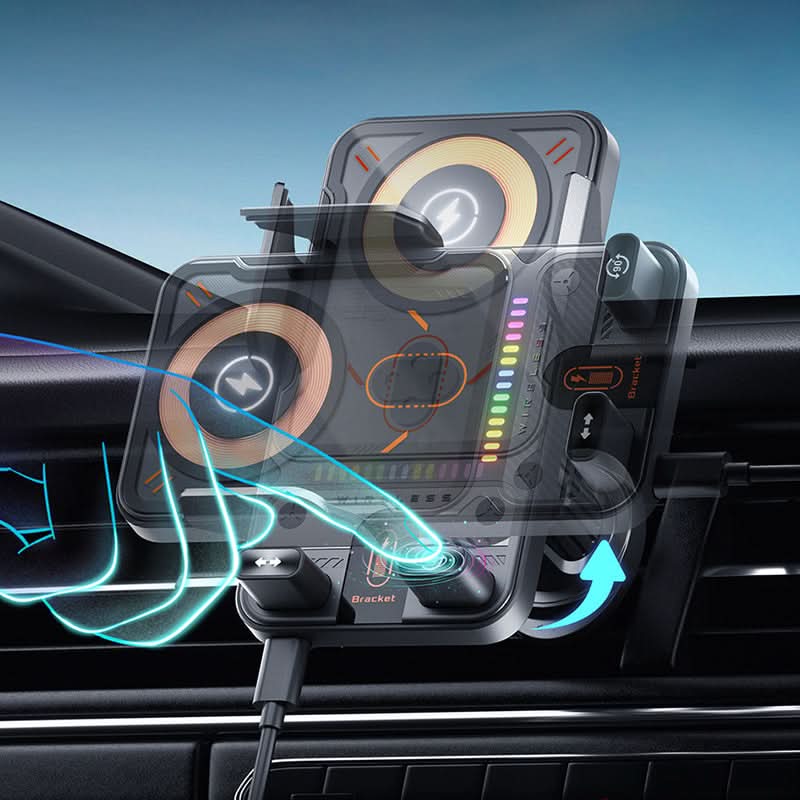 ✨ Beperkte voorraad beschikbaar. mis het niet!🙌Slimme 2-in-1 telefoonhouder voor in de auto met draaifunctie en draadloze oplader