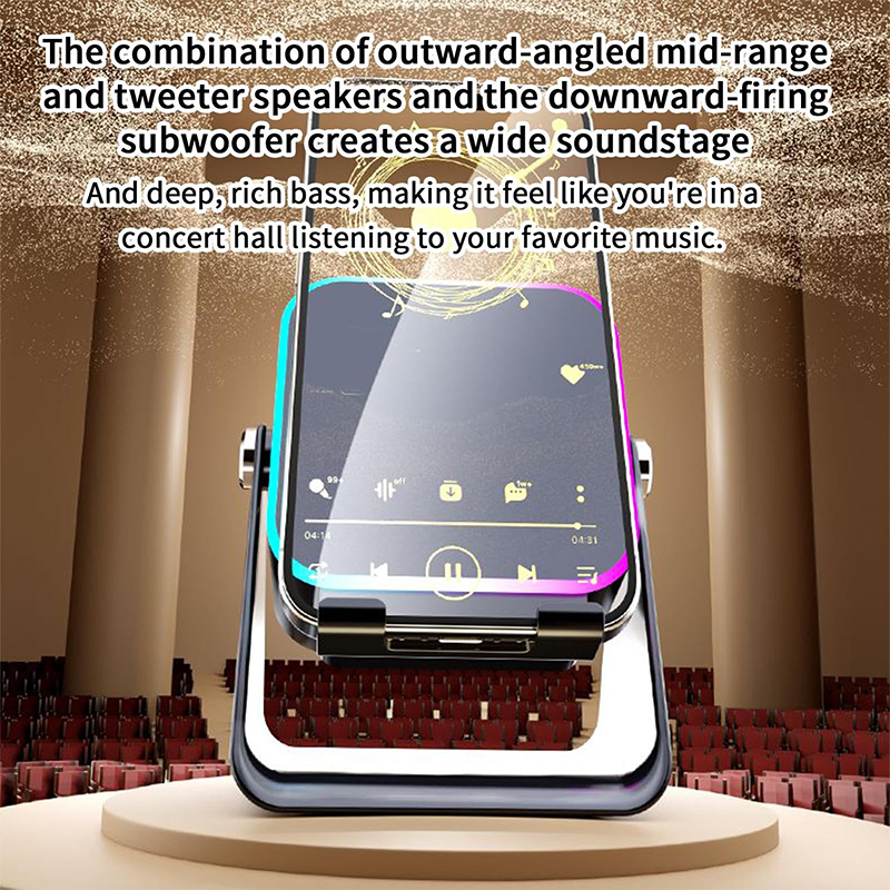 🔊✨ 5-in-1 Draadloze Inductie Speaker & Telefoonstandaard – Krachtig geluid + slimme verlichting!