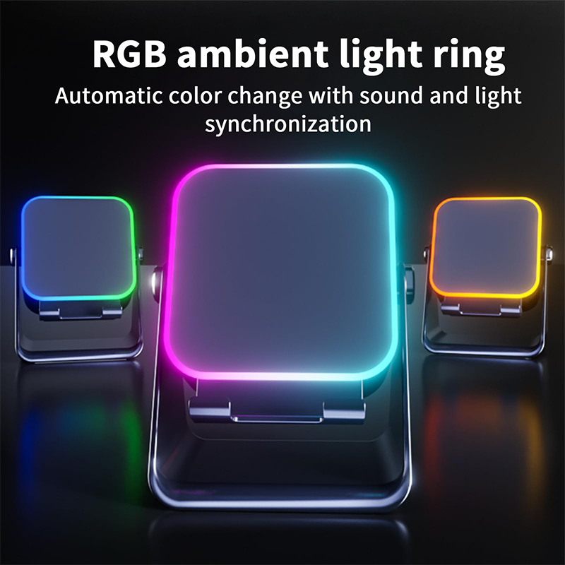 🔊✨ 5-in-1 Draadloze Inductie Speaker & Telefoonstandaard – Krachtig geluid + slimme verlichting!