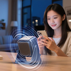 🔊✨ 5-in-1 Draadloze Inductie Speaker & Telefoonstandaard – Krachtig geluid + slimme verlichting!