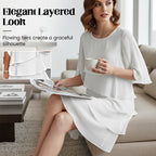 🎁 2026 Nieuw Binnen 50% KORTING 💥 Elegante Gelaagde Jurk met Ruchesmouwen voor Dames – Luchtig. Vrouwelijk & Tijdloos
