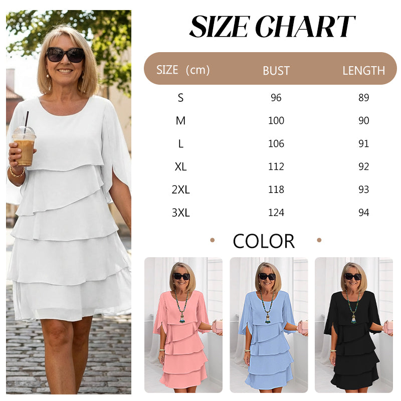 🎁 2026 Nieuw Binnen 50% KORTING 💥 Elegante Gelaagde Jurk met Ruchesmouwen voor Dames – Luchtig. Vrouwelijk & Tijdloos