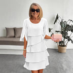 🎁 2026 Nieuw Binnen 50% KORTING 💥 Elegante Gelaagde Jurk met Ruchesmouwen voor Dames – Luchtig. Vrouwelijk & Tijdloos