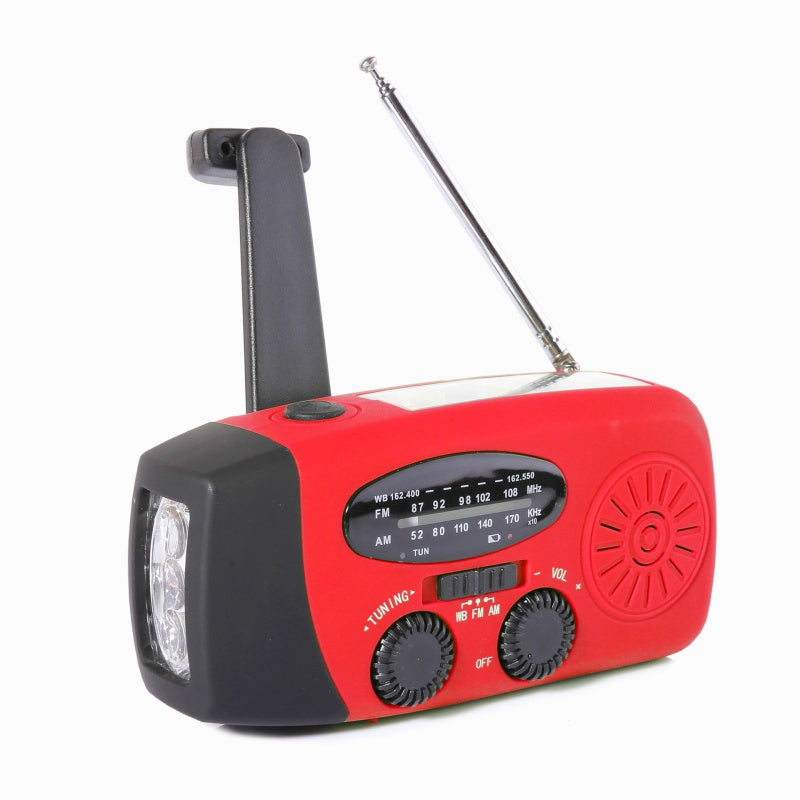 📻 60% korting! ☀️ Noodradio – Werkt op zonne-energie en met een handslinger. oplaadbaar via USB. met weeralarmfunctie. duurzaam en geschikt voor buitengebruik en noodsituaties 🔋