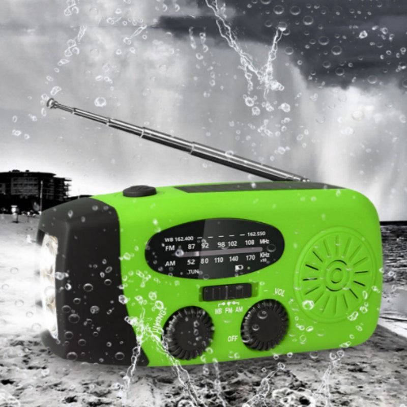 📻 60% korting! ☀️ Noodradio – Werkt op zonne-energie en met een handslinger. oplaadbaar via USB. met weeralarmfunctie. duurzaam en geschikt voor buitengebruik en noodsituaties 🔋