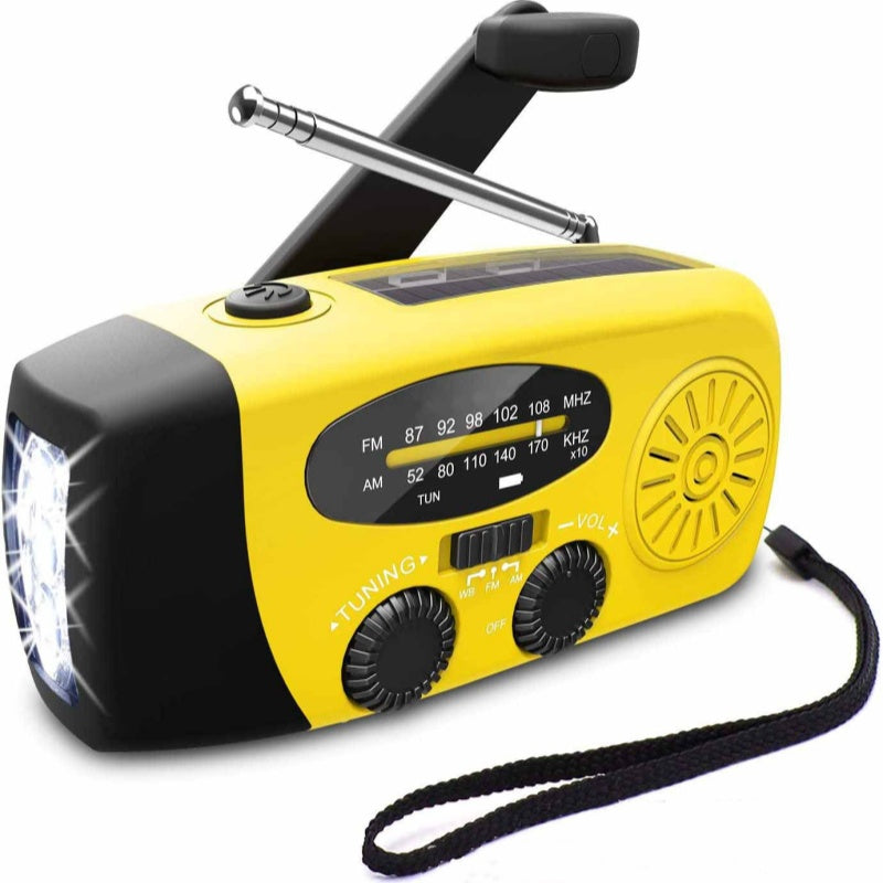📻 60% korting! ☀️ Noodradio – Werkt op zonne-energie en met een handslinger. oplaadbaar via USB. met weeralarmfunctie. duurzaam en geschikt voor buitengebruik en noodsituaties 🔋