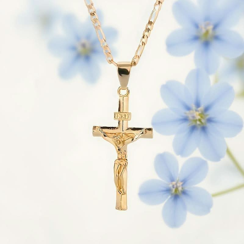🔥 50% KORTING! ⏰ Goudkleurige Kruisbeeld Hanger Ketting – Gedetailleerd INRI Ontwerp. Verstelbare Figaro Ketting & Dagelijkse Geloof Sieraden ✝️✨
