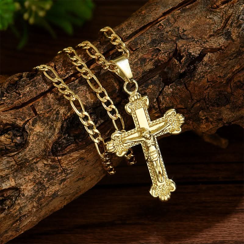 🔥 50% KORTING! ⏰ Goudkleurige Kruisbeeld Hanger Ketting – Gedetailleerd INRI Ontwerp. Verstelbare Figaro Ketting & Dagelijkse Geloof Sieraden ✝️✨