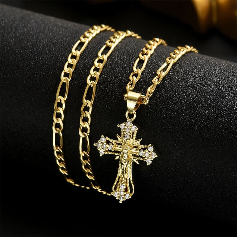 🔥 50% KORTING! ⏰ Goudkleurige Kruisbeeld Hanger Ketting – Gedetailleerd INRI Ontwerp. Verstelbare Figaro Ketting & Dagelijkse Geloof Sieraden ✝️✨