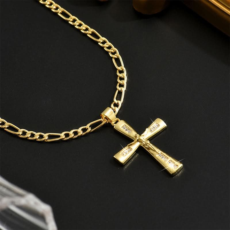 🔥 50% KORTING! ⏰ Goudkleurige Kruisbeeld Hanger Ketting – Gedetailleerd INRI Ontwerp. Verstelbare Figaro Ketting & Dagelijkse Geloof Sieraden ✝️✨