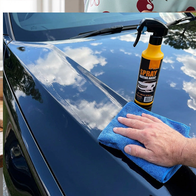 🚗3-in-1 SiO₂ keramische snelcoatingspray – wassen zonder water. streeploze glans en waterafstotende bescherming