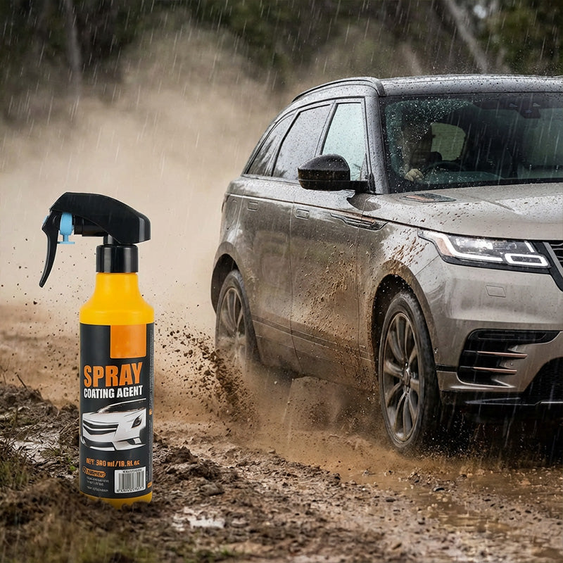 🚗3-in-1 SiO₂ keramische snelcoatingspray – wassen zonder water. streeploze glans en waterafstotende bescherming
