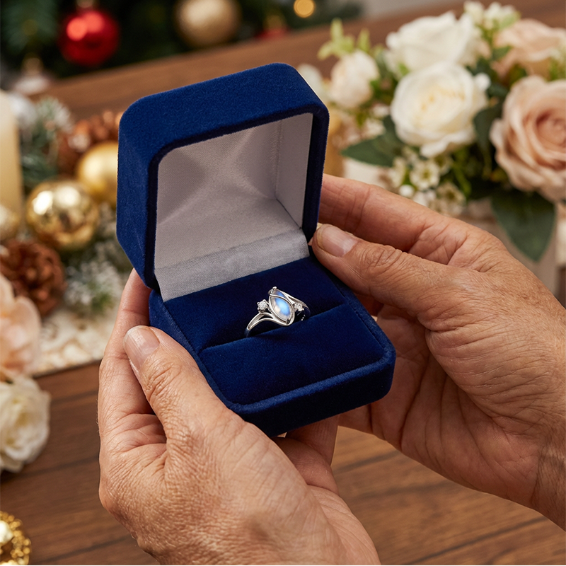 ✨💍 Koop 2 Krijg 1 Gratis 🔥 Geometrische Ovale Maansteen Ring met Zirkonia Accenten – Mystiek. Sprankelend & Tijdloos Elegant! 🌙✨