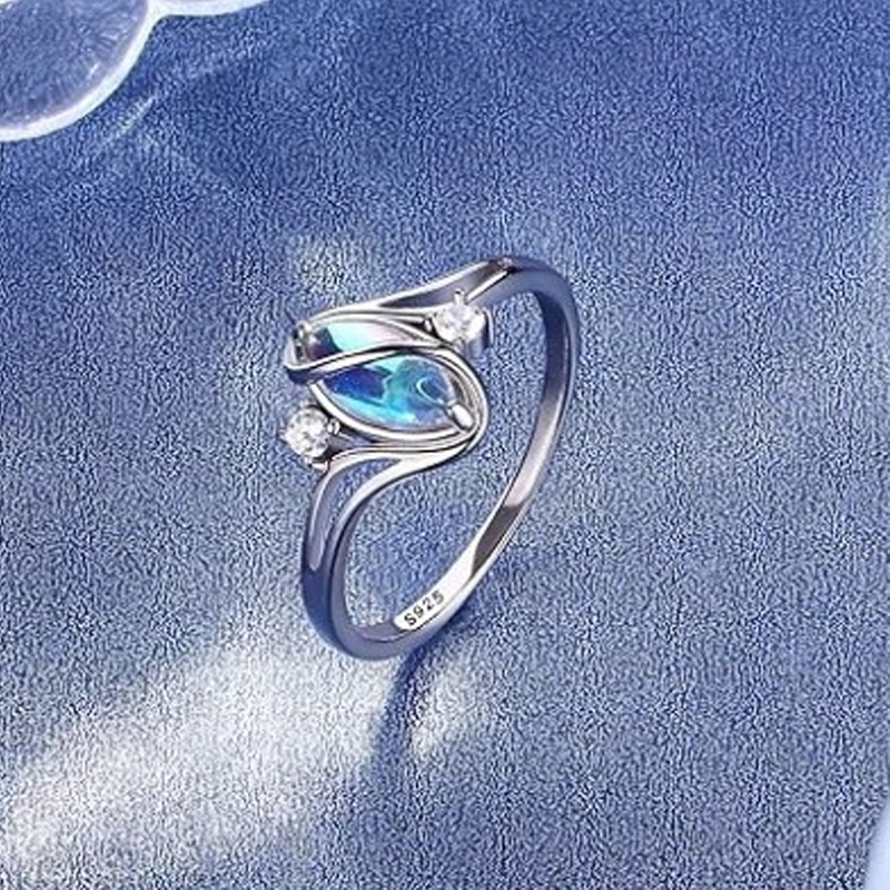 ✨💍 Koop 2 Krijg 1 Gratis 🔥 Geometrische Ovale Maansteen Ring met Zirkonia Accenten – Mystiek. Sprankelend & Tijdloos Elegant! 🌙✨