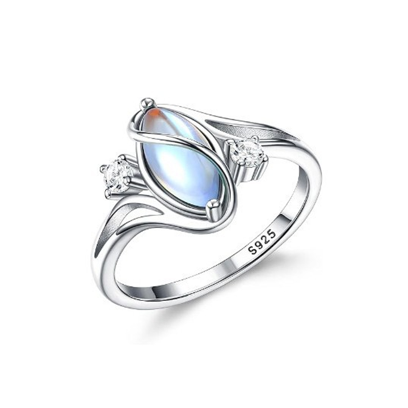 ✨💍 Koop 2 Krijg 1 Gratis 🔥 Geometrische Ovale Maansteen Ring met Zirkonia Accenten – Mystiek. Sprankelend & Tijdloos Elegant! 🌙✨