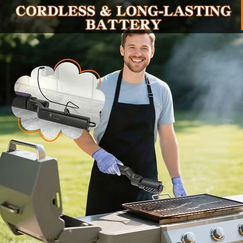 🔥 NU 60% KORTING!🍖 Draadloze elektrische barbecueborstelreiniger – Grondige reiniging. lange steel & oplaadbaar 🔋