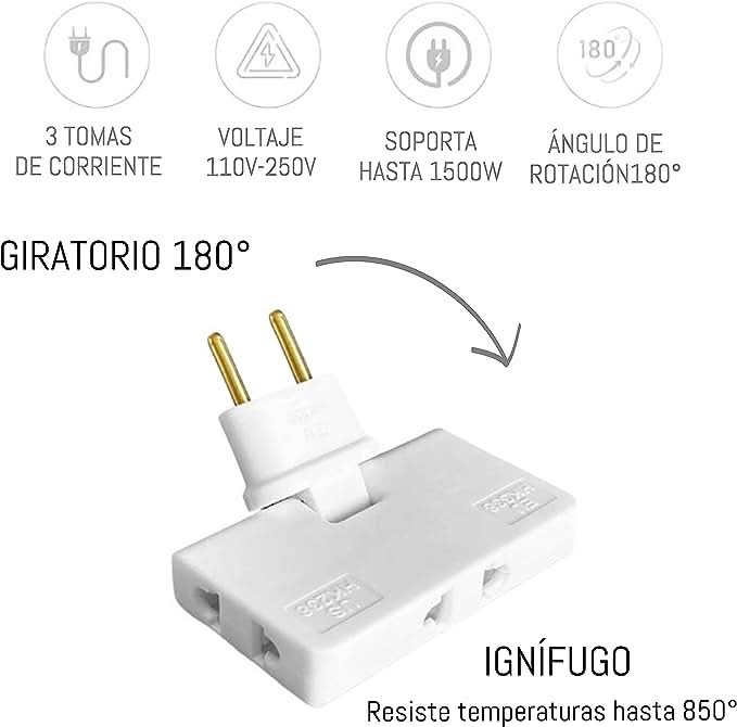 180° graden draaibaar 3-voudig stopcontact(EU-stekker)