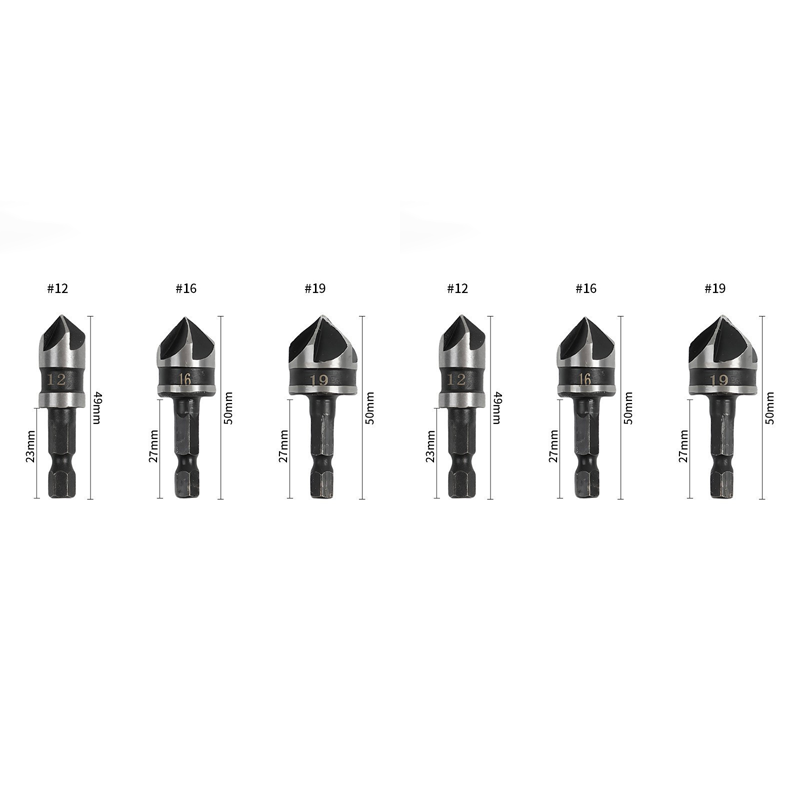 Set van 5 of 3 verzinkboren voor houtbewerking