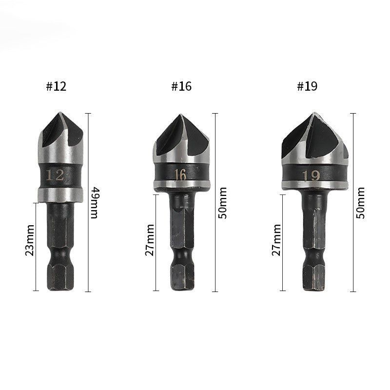 Set van 5 of 3 verzinkboren voor houtbewerking